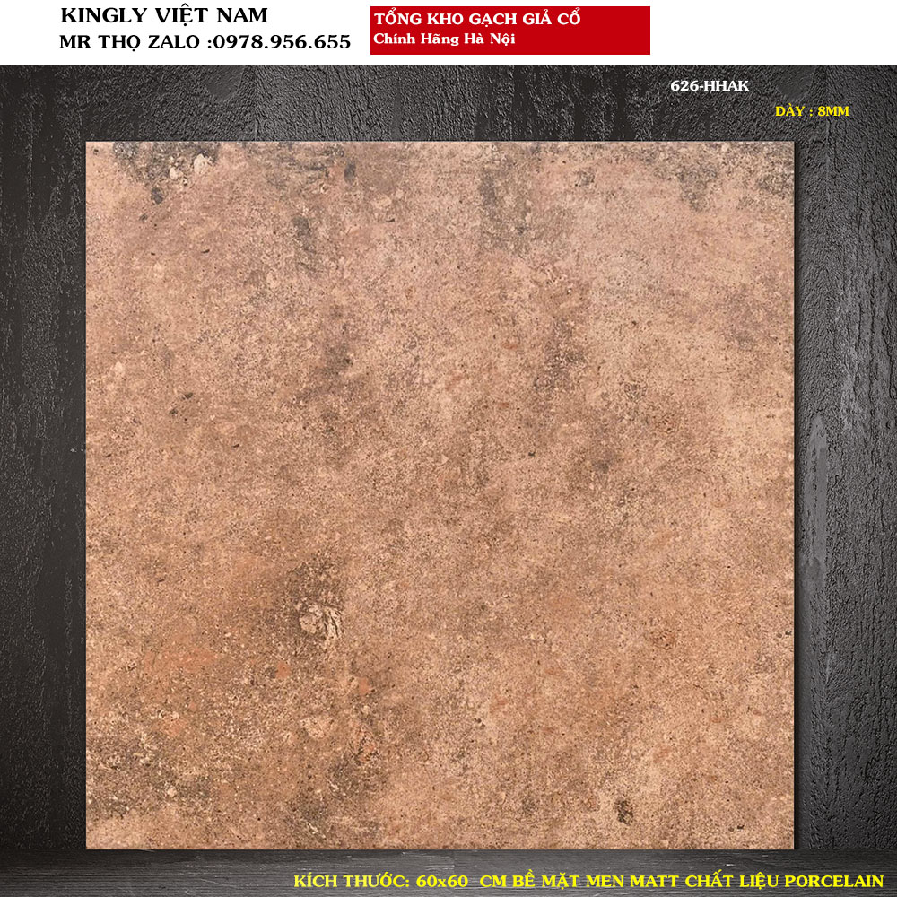Gạch giả cổ lát nền 60x60 626 màu da bò